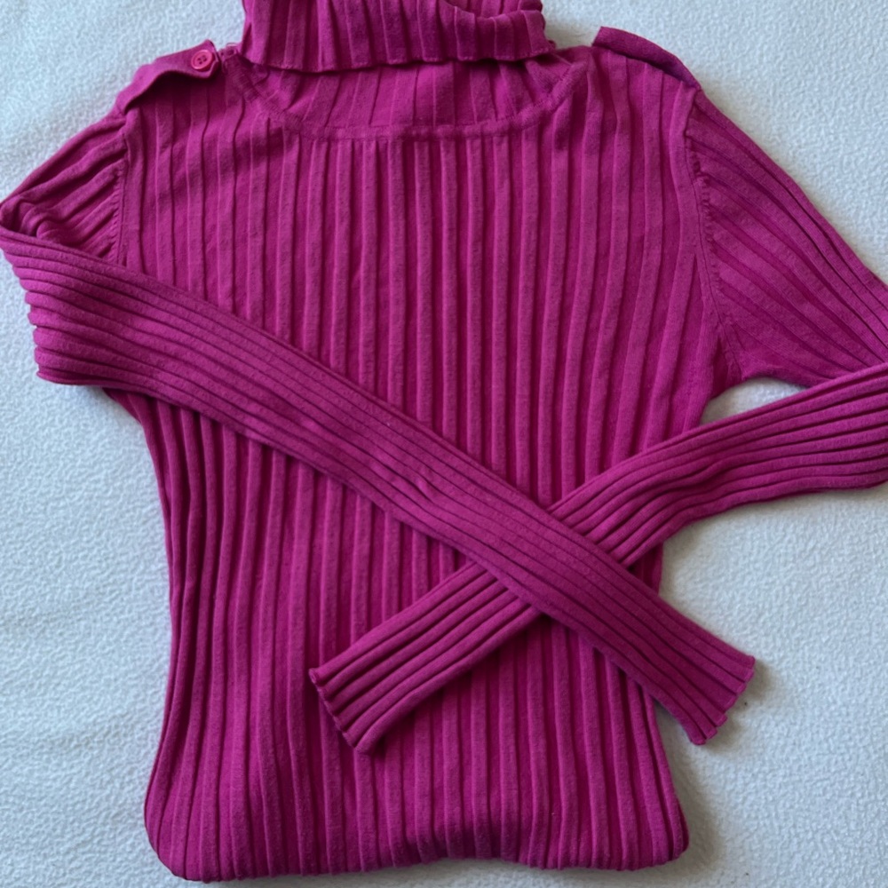 Say What? Fuchsia Ribbed Turtleneck Sweater